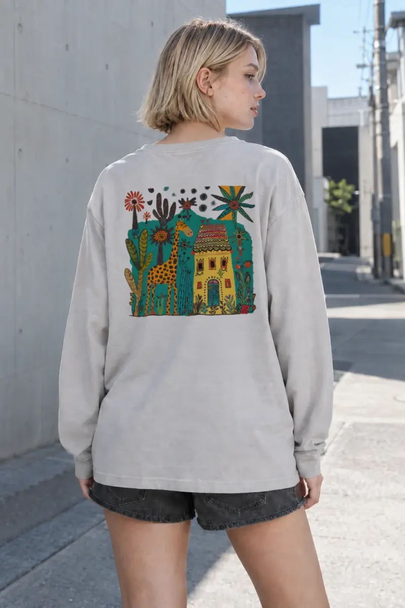 “Cottage Giraffe” Unisex Longsleeve T-shirt | Gildan 2400