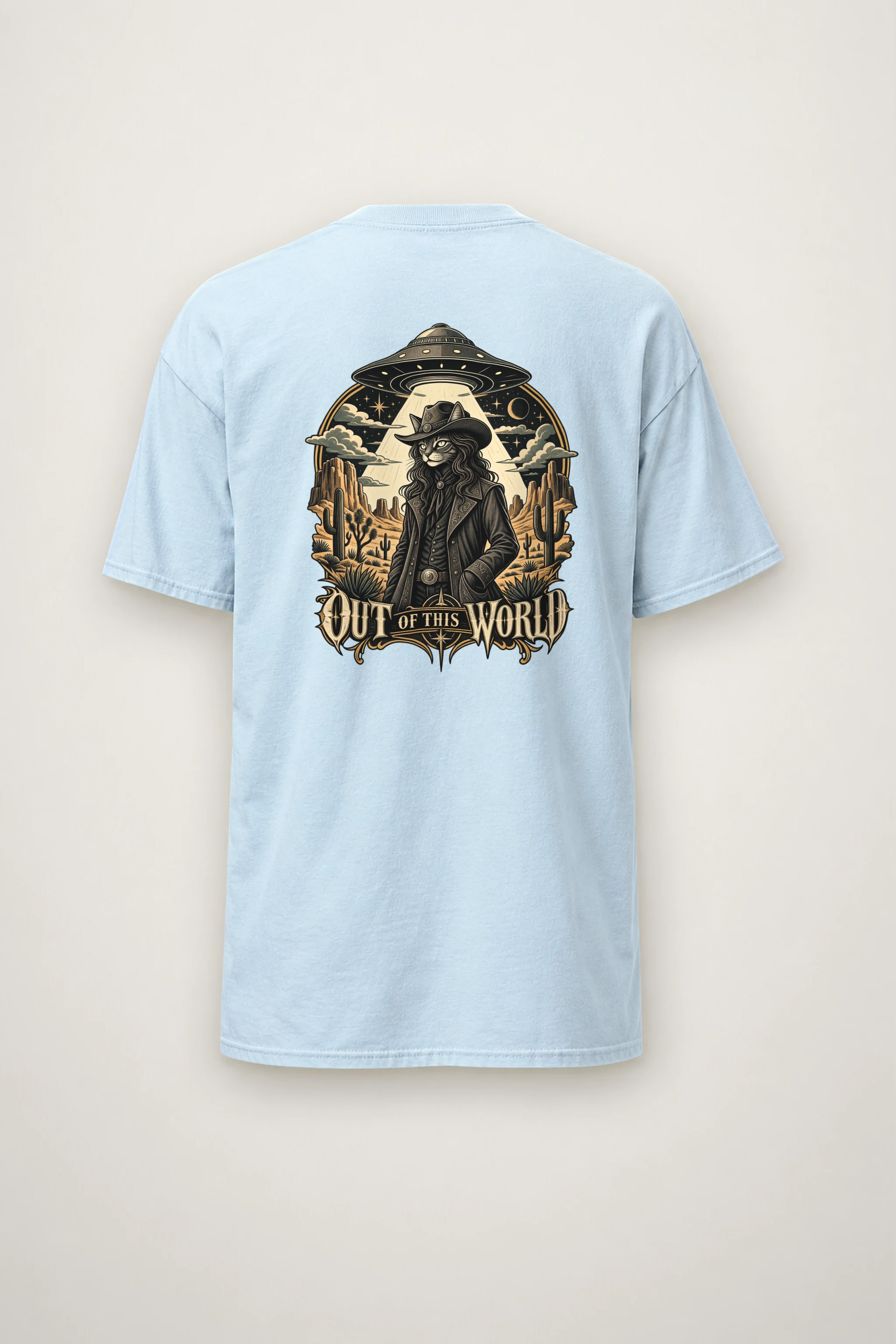 "Cowboy Cat Abduction" Heavyweight Unisex Crewneck T-shirt
