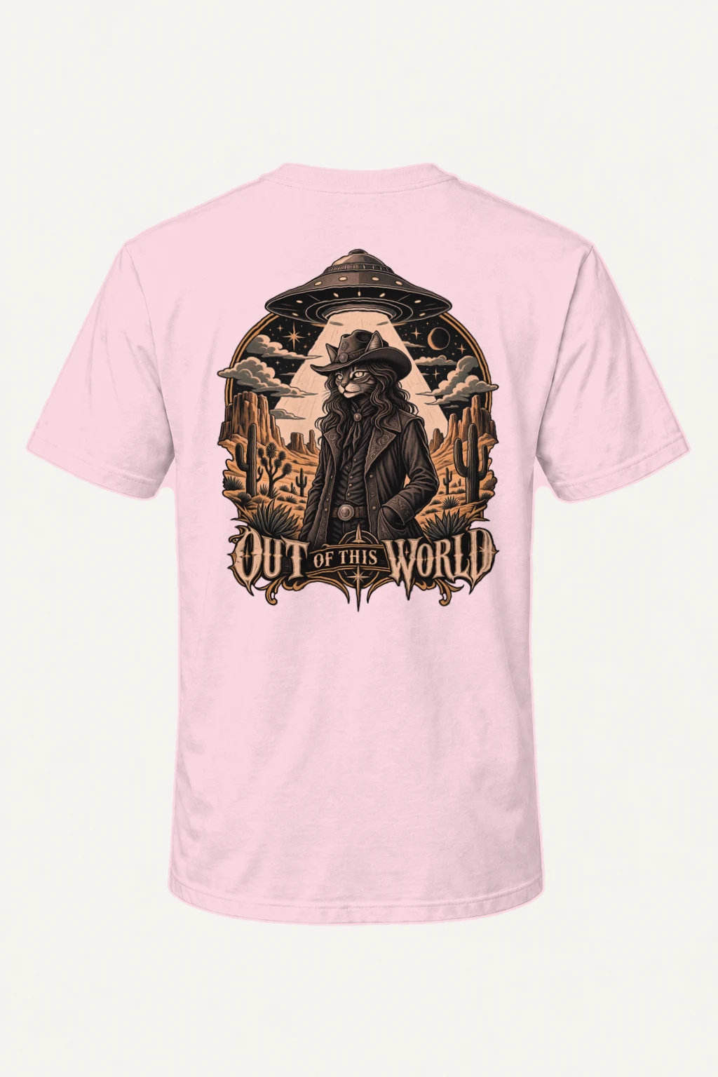"Cowboy Cat Abduction" Heavyweight Unisex Crewneck T-shirt | Gildan 5000