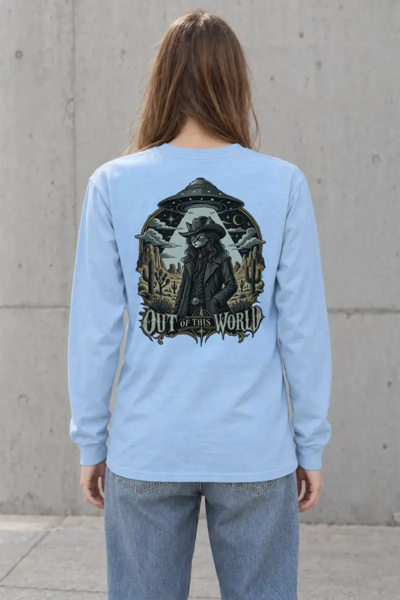 "Cowboy Cat Abduction" Unisex Longsleeve T-shirt | Gildan 2400
