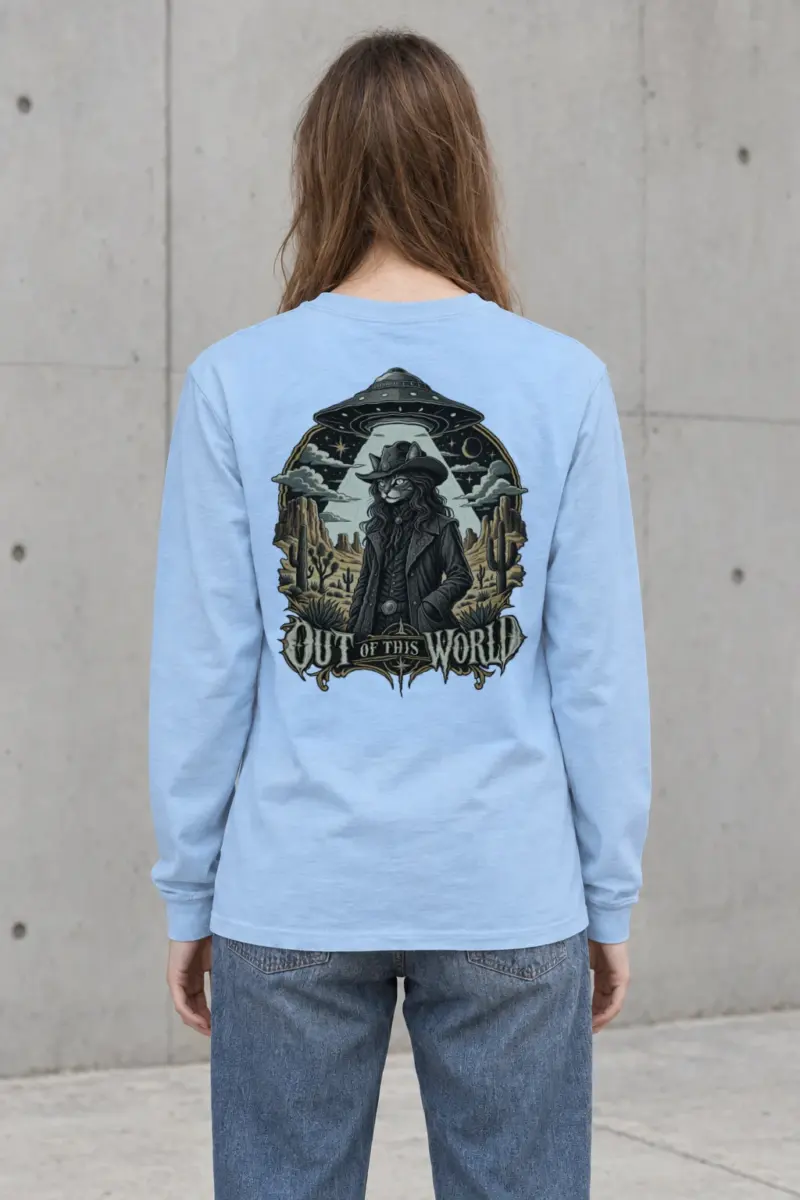 "Cowboy Cat Abduction" Unisex Longsleeve T-shirt
