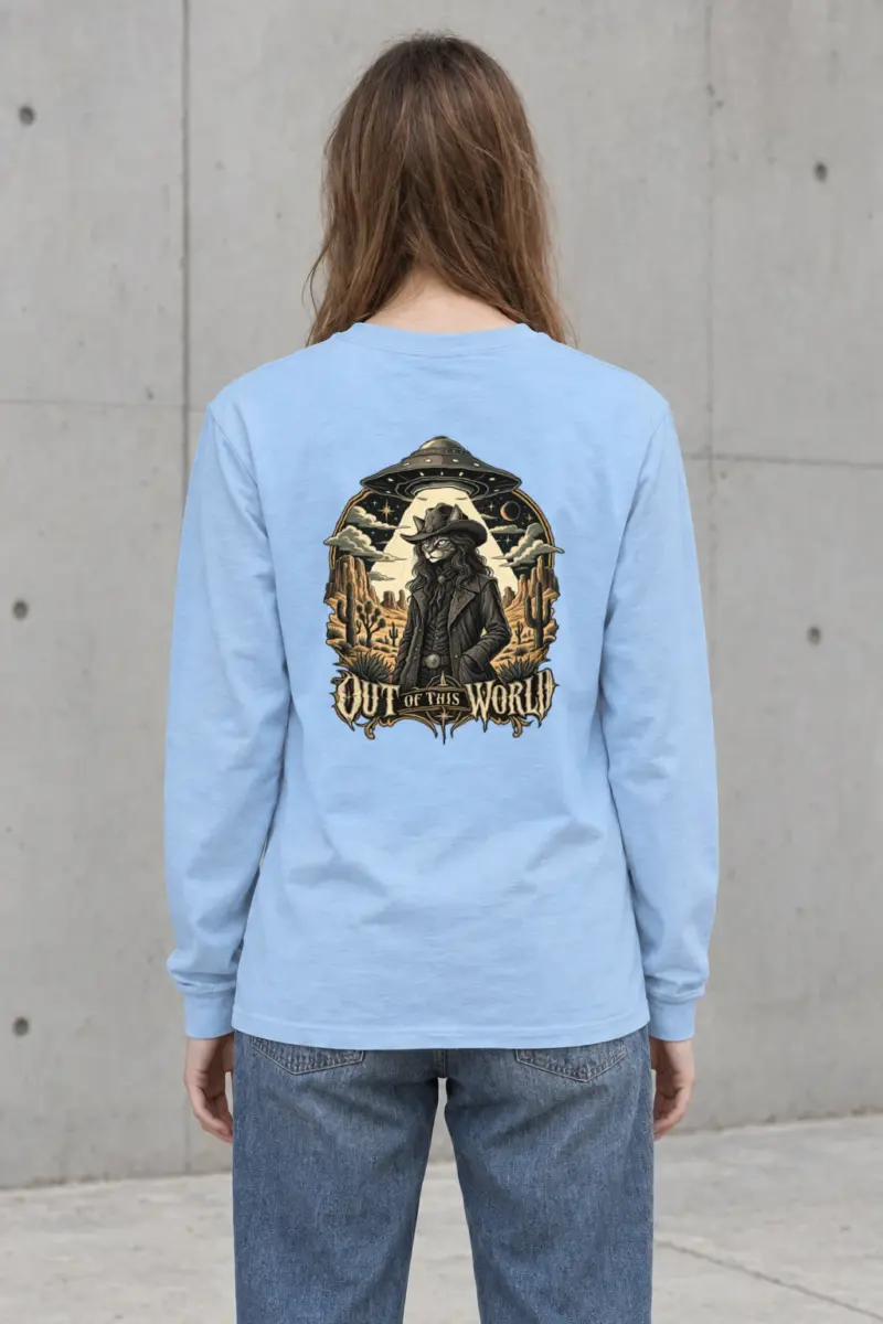 "Cowboy Cat Abduction" Unisex Longsleeve T-shirt