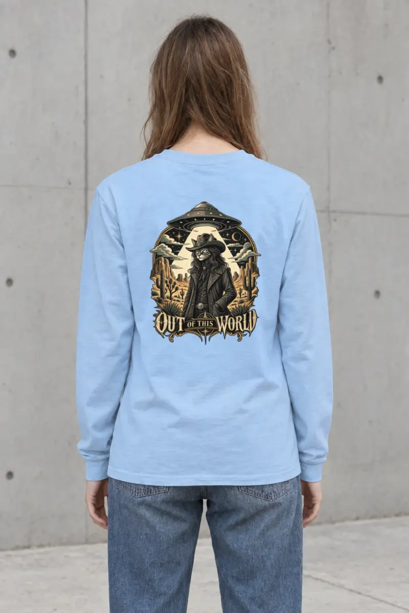 "Cowboy Cat Abduction" Unisex Longsleeve T-shirt