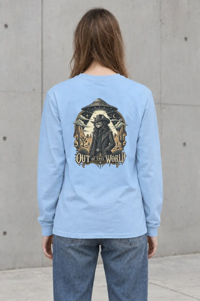 "Cowboy Cat Abduction" Unisex Longsleeve T-shirt