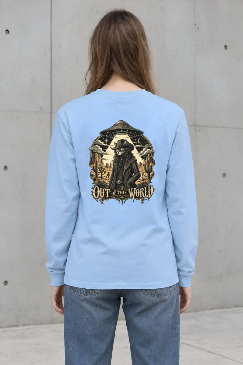 "Cowboy Cat Abduction" Unisex Longsleeve T-shirt