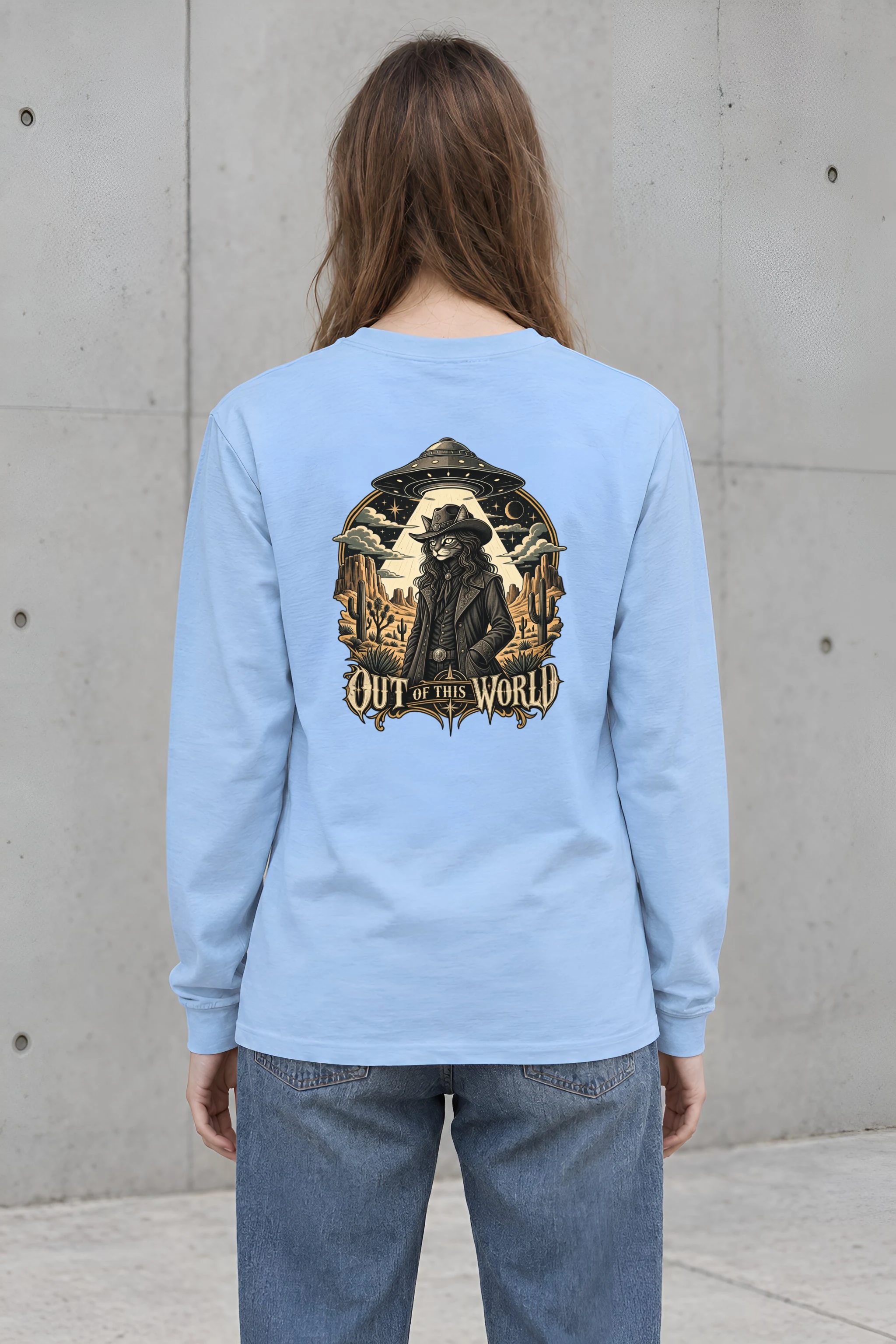 "Cowboy Cat Abduction" Unisex Longsleeve T-shirt