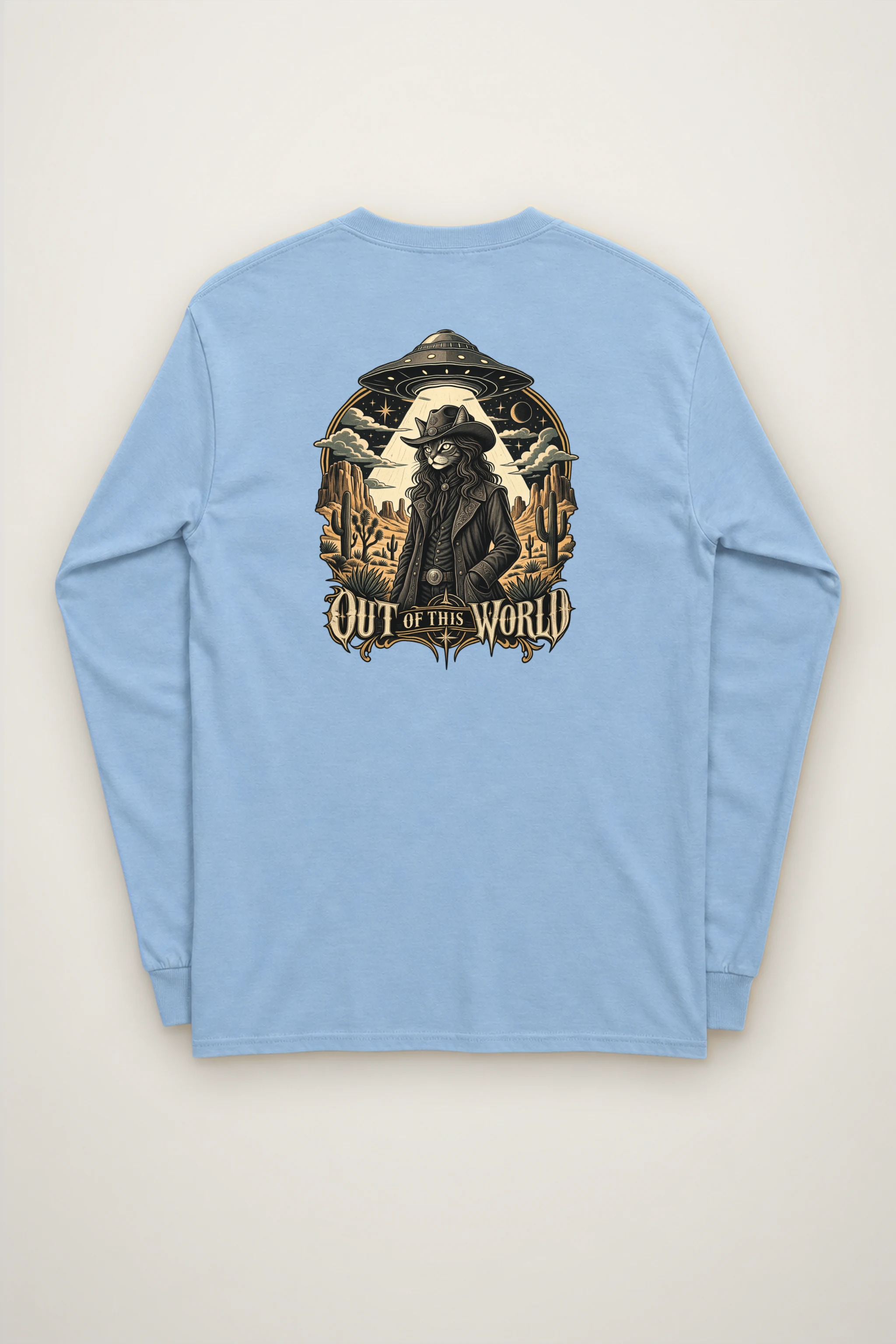"Cowboy Cat Abduction" Unisex Longsleeve T-shirt