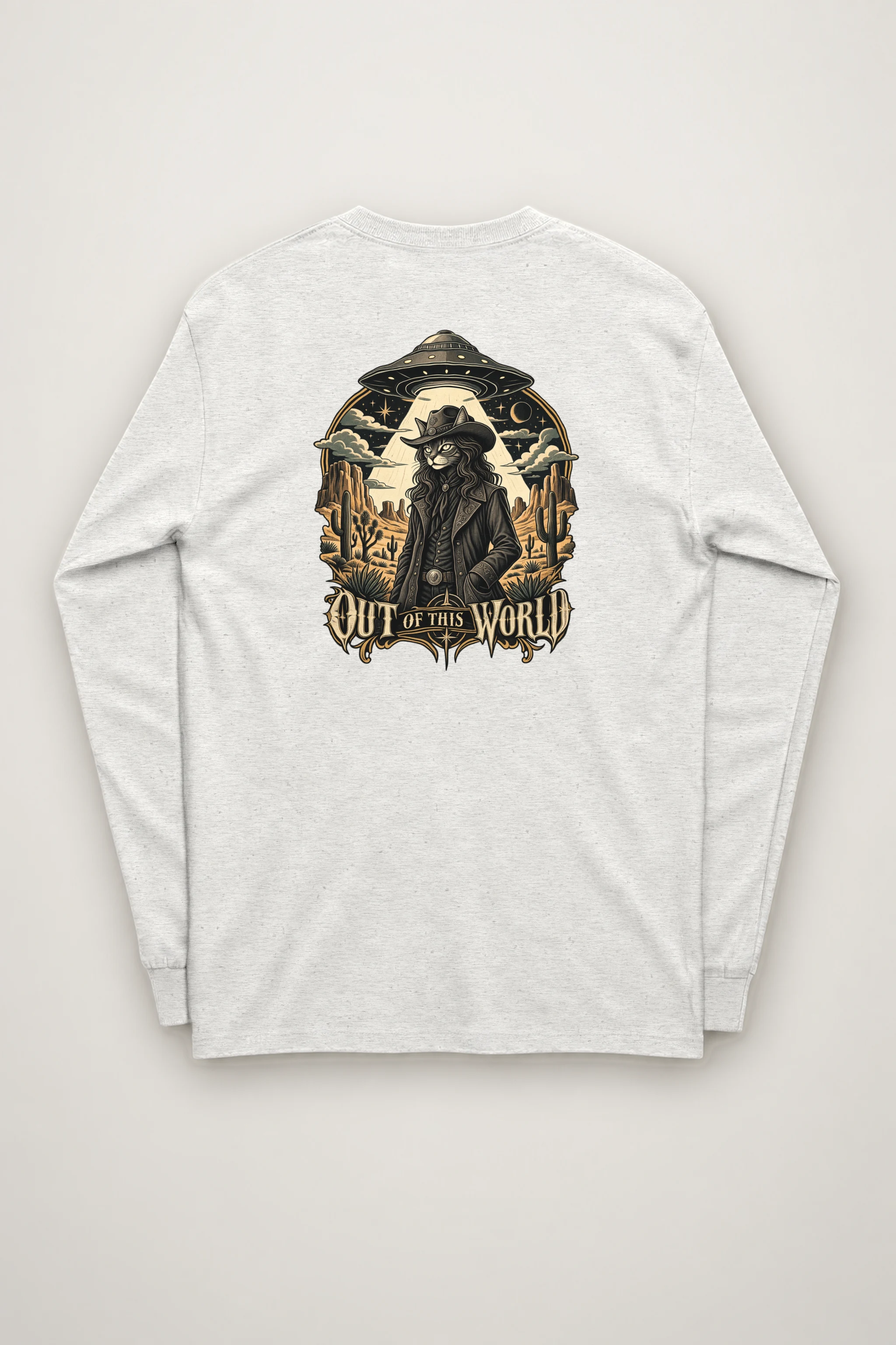 "Cowboy Cat Abduction" Unisex Longsleeve T-shirt