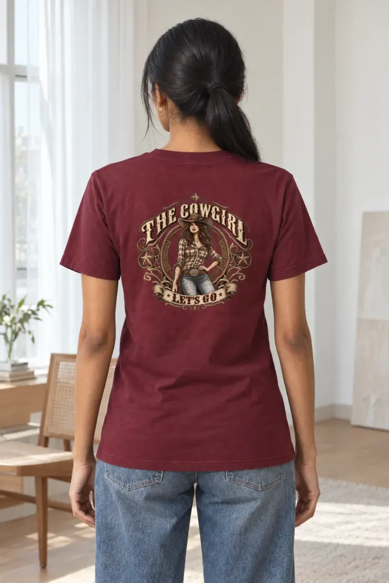 "Cowgirl Let's Go" Heavyweight Unisex Crewneck T-shirt | Gildan 5000