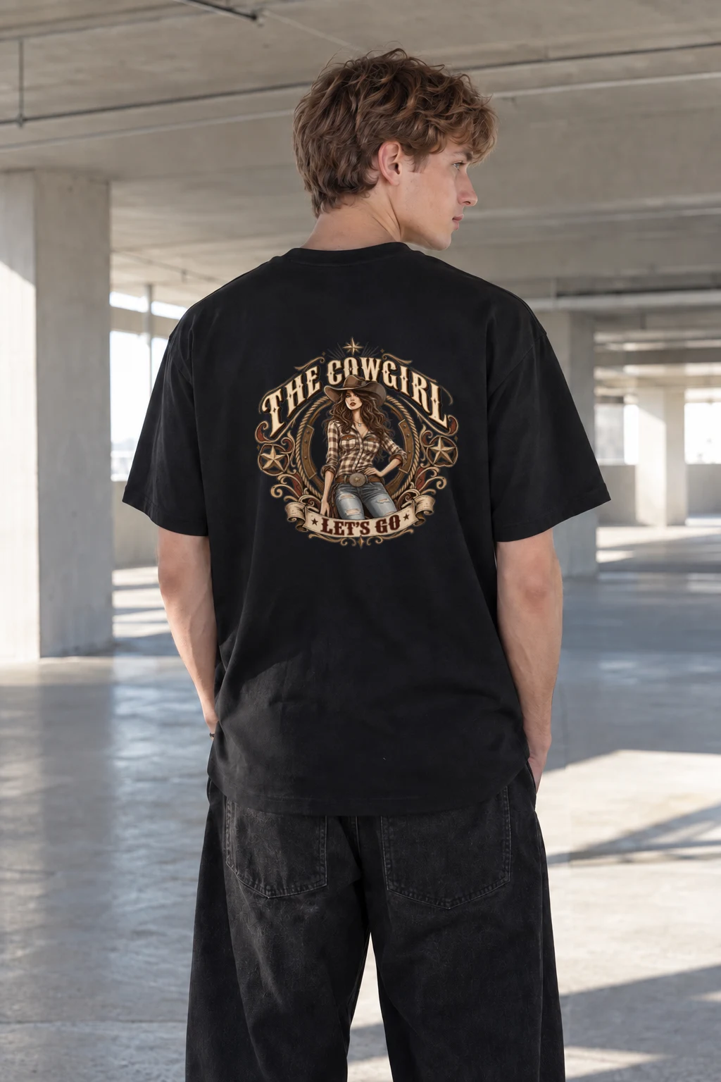 "Cowgirl Let's Go" Heavyweight Unisex Crewneck T-shirt | Gildan 5000