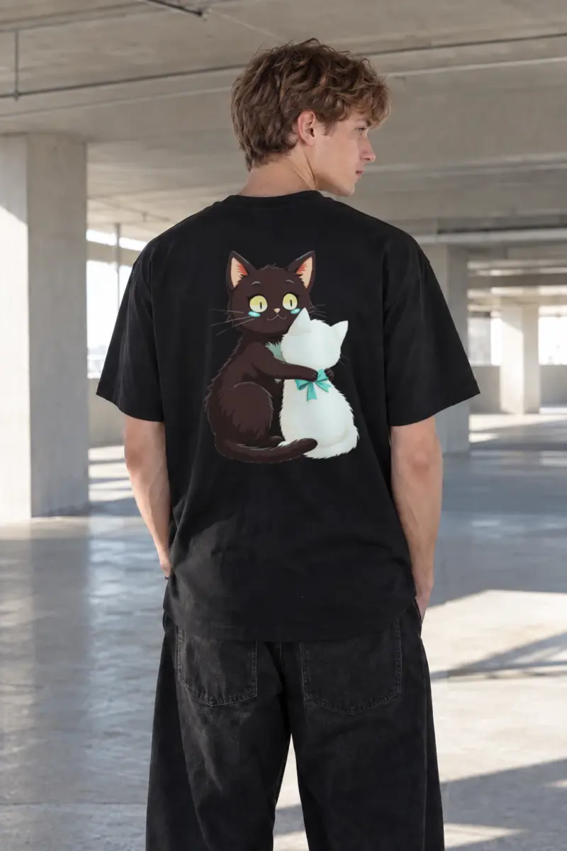 “Cozy Cat Pair” Heavyweight Unisex Crewneck T-shirt | Gildan 5000