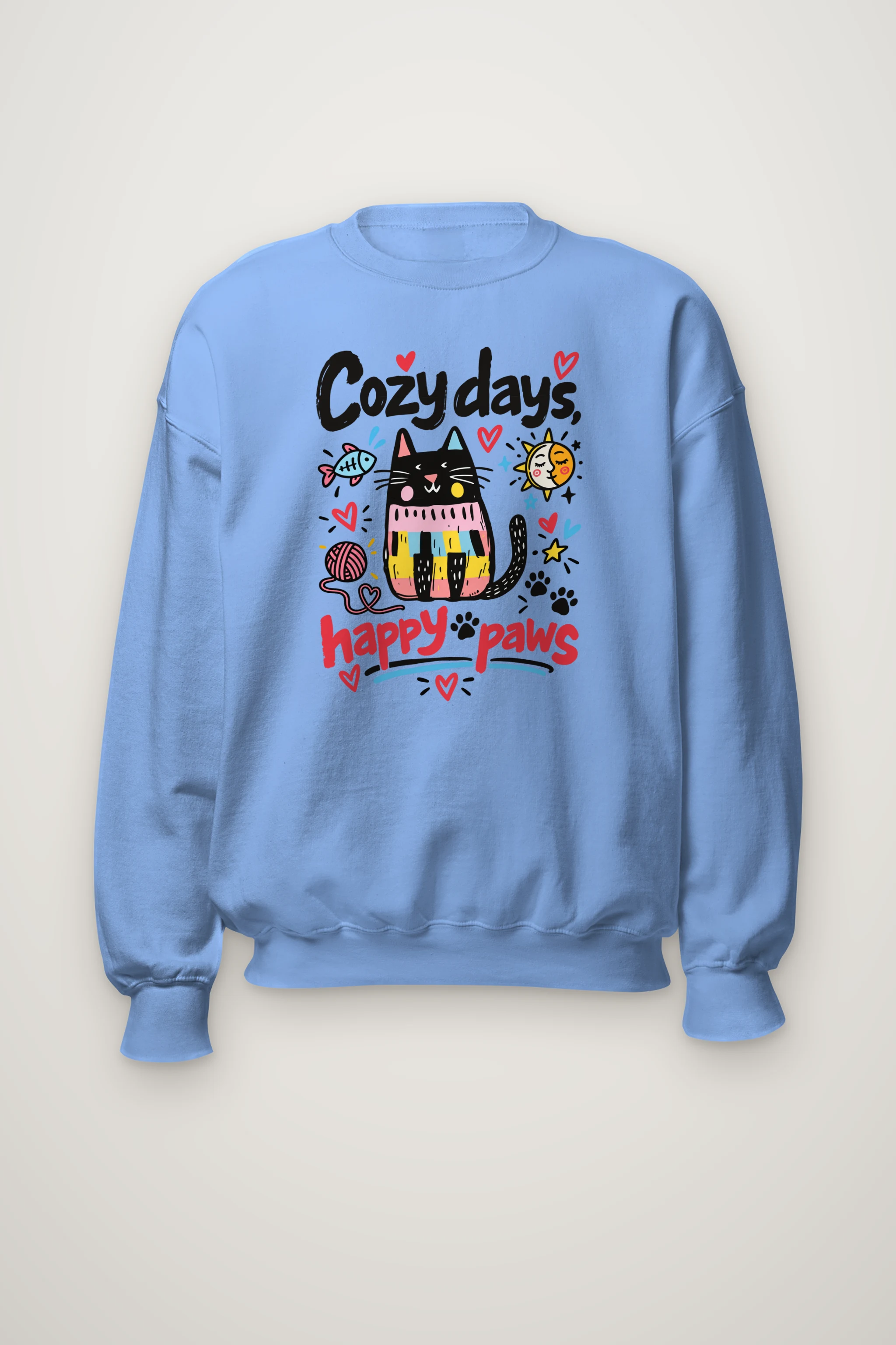 "Cozy Days Happy Paws" Heavy Blend Unisex Crewneck Sweatshirt