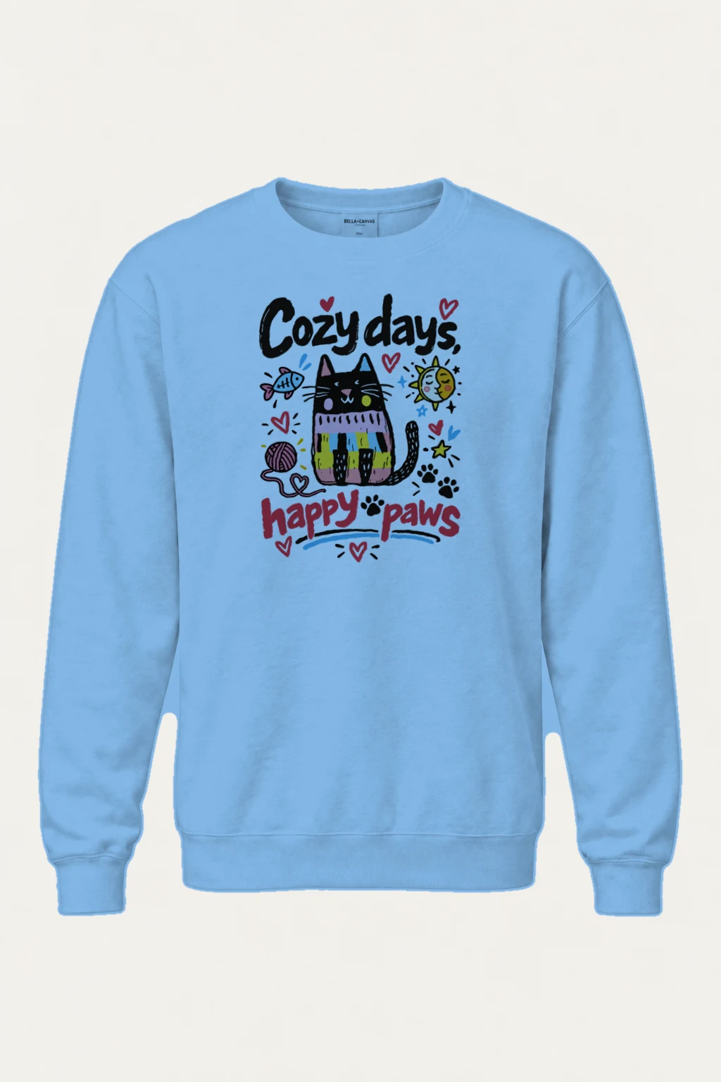 "Cozy Days Happy Paws" Heavy Blend Unisex Crewneck Sweatshirt | Gildan 18000