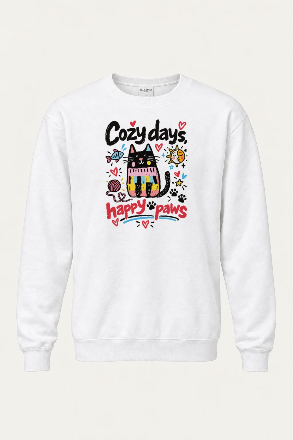 "Cozy Days Happy Paws" Heavy Blend Unisex Crewneck Sweatshirt | Gildan 18000