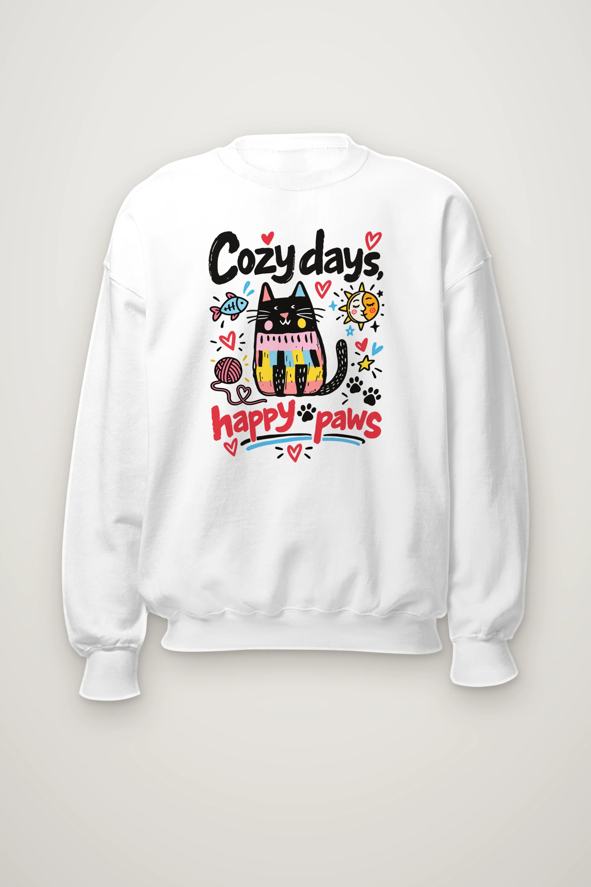 "Cozy Days Happy Paws" Heavy Blend Unisex Crewneck Sweatshirt