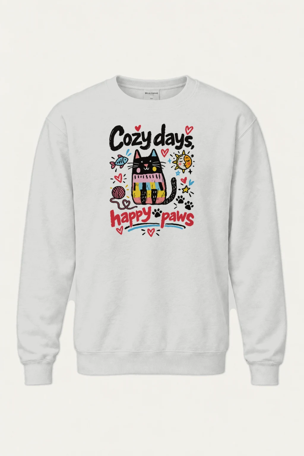 "Cozy Days Happy Paws" Heavy Blend Unisex Crewneck Sweatshirt | Gildan 18000