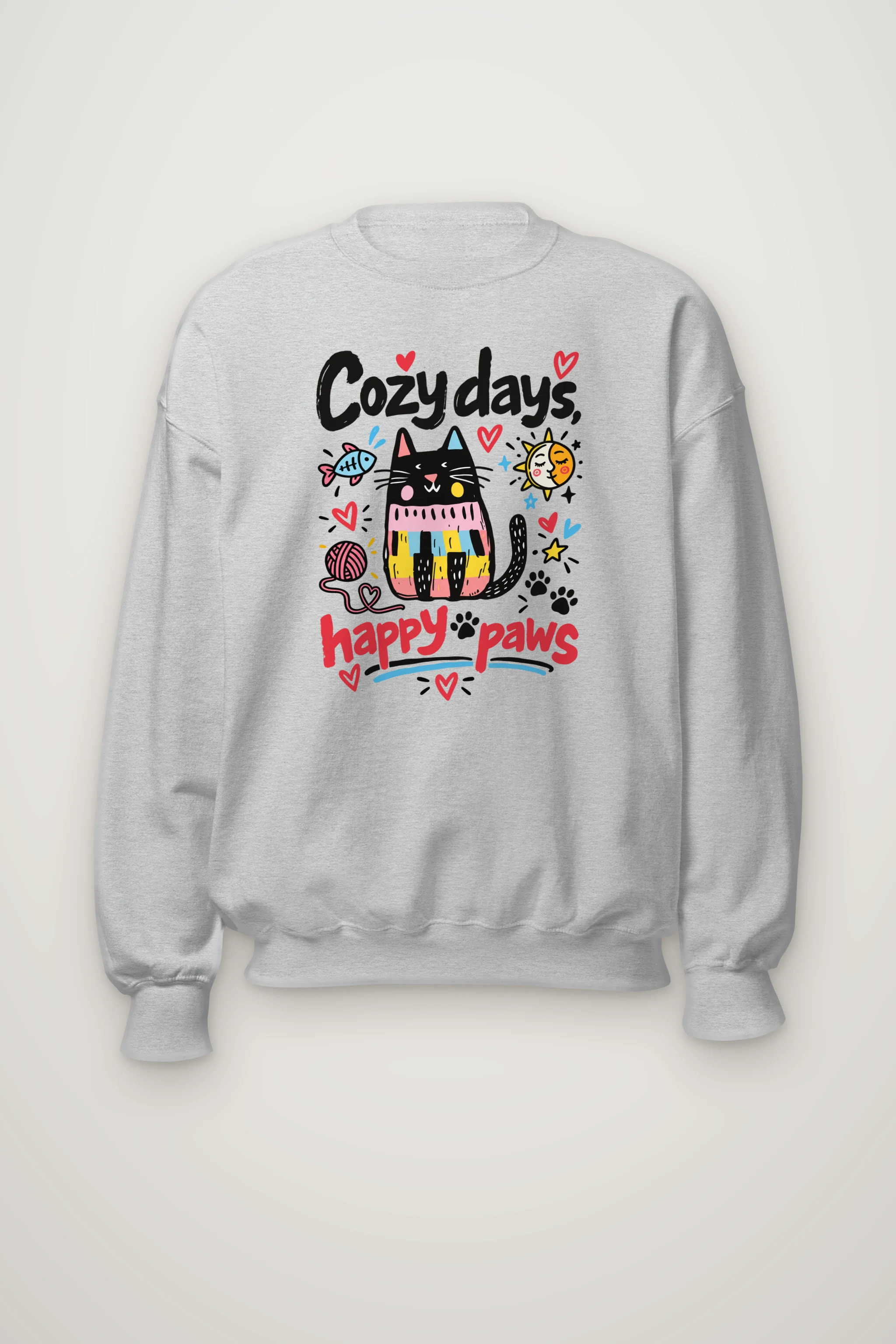 "Cozy Days Happy Paws" Heavy Blend Unisex Crewneck Sweatshirt