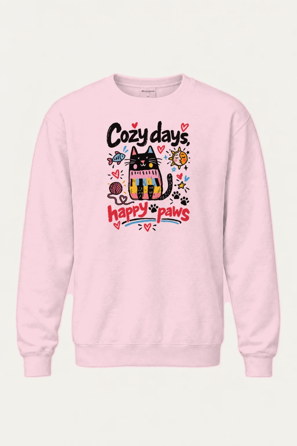 "Cozy Days Happy Paws" Heavy Blend Unisex Crewneck Sweatshirt | Gildan 18000
