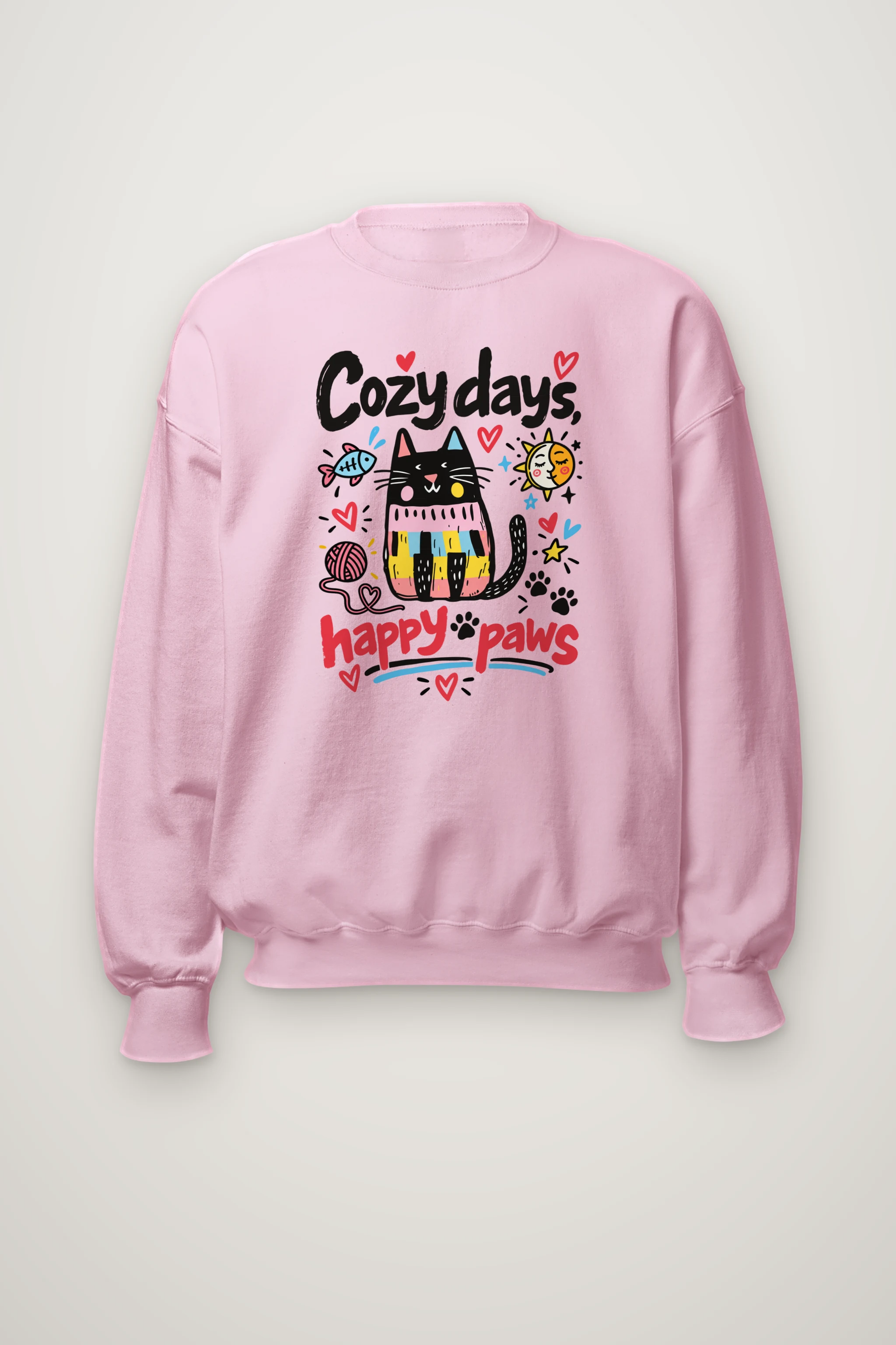 "Cozy Days Happy Paws" Heavy Blend Unisex Crewneck Sweatshirt