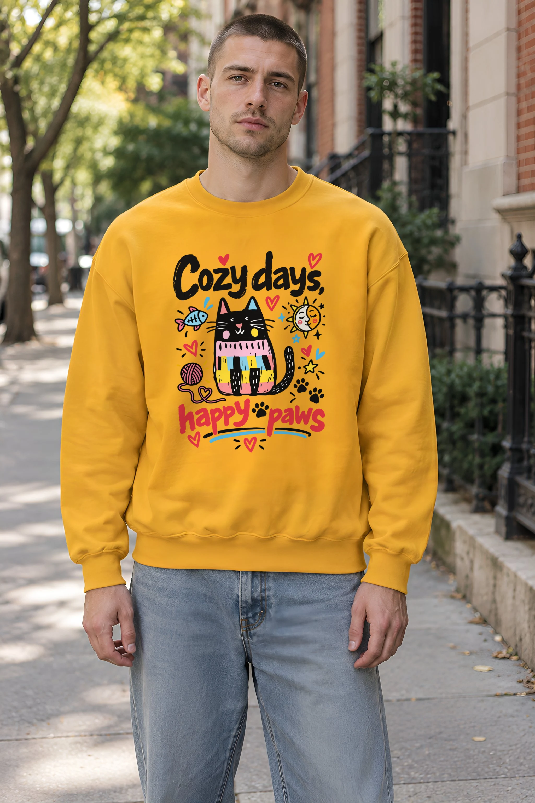 "Cozy Days Happy Paws" 1 Crewneck Sweatshirt