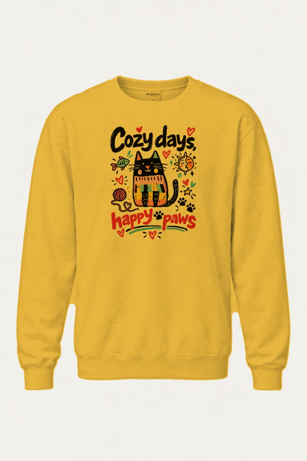 "Cozy Days Happy Paws" Heavy Blend Unisex Crewneck Sweatshirt | Gildan 18000