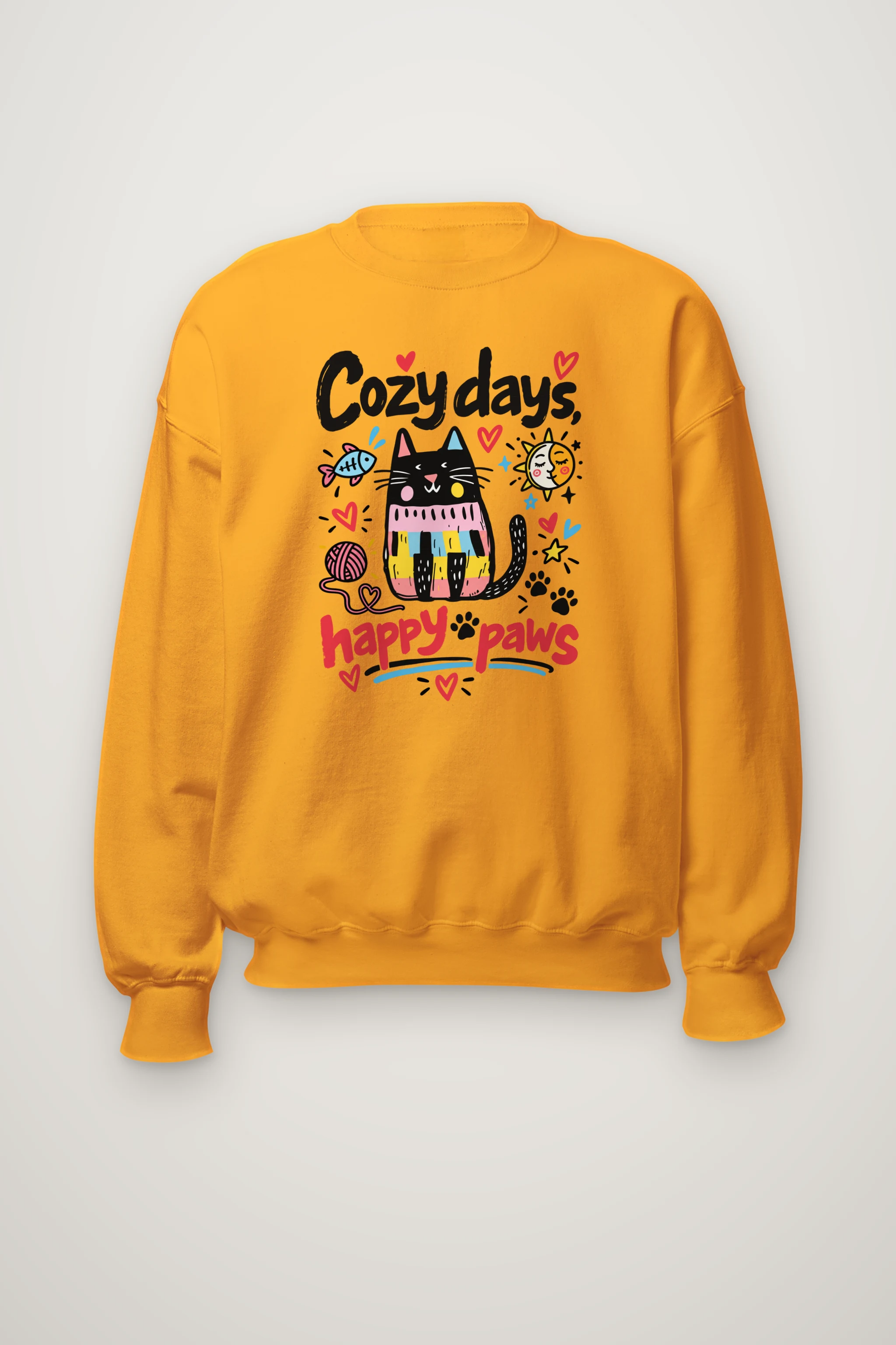 "Cozy Days Happy Paws" Heavy Blend Unisex Crewneck Sweatshirt
