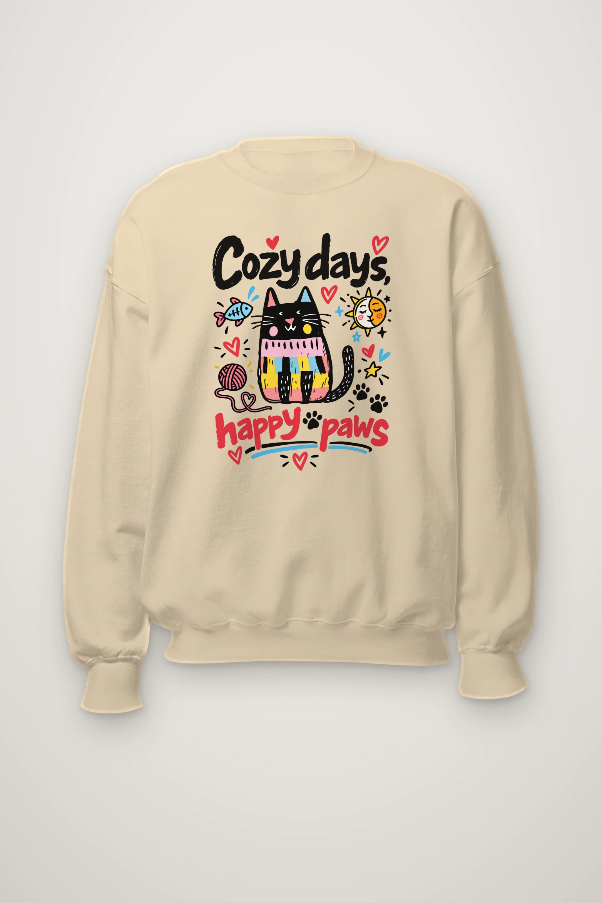 "Cozy Days Happy Paws" Heavy Blend Unisex Crewneck Sweatshirt