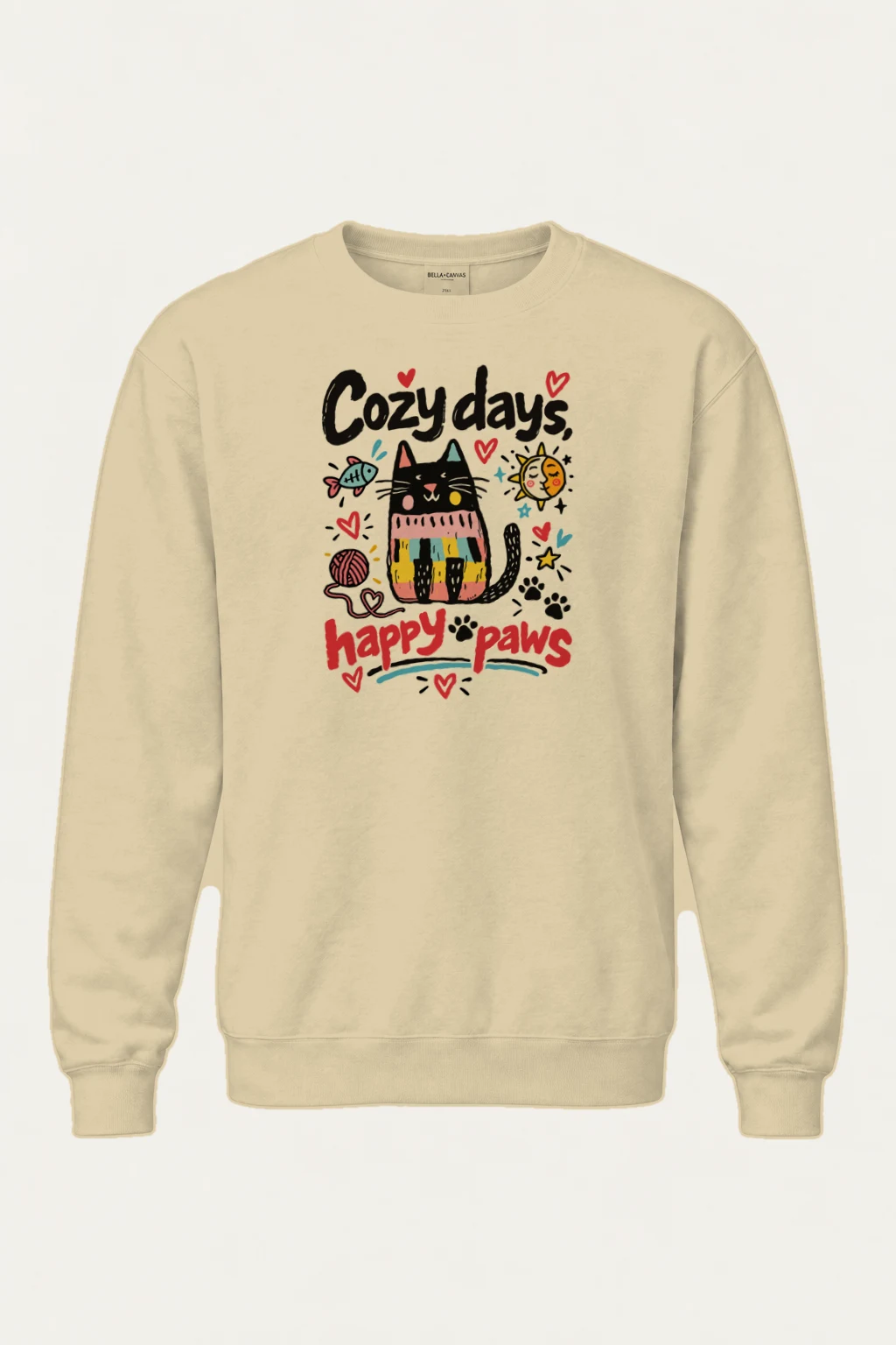 "Cozy Days Happy Paws" Heavy Blend Unisex Crewneck Sweatshirt | Gildan 18000