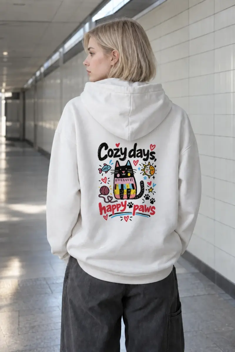 "Cozy Days Happy Paws" Heavy Blend Unisex Pullover Hoodie | Gildan 18500