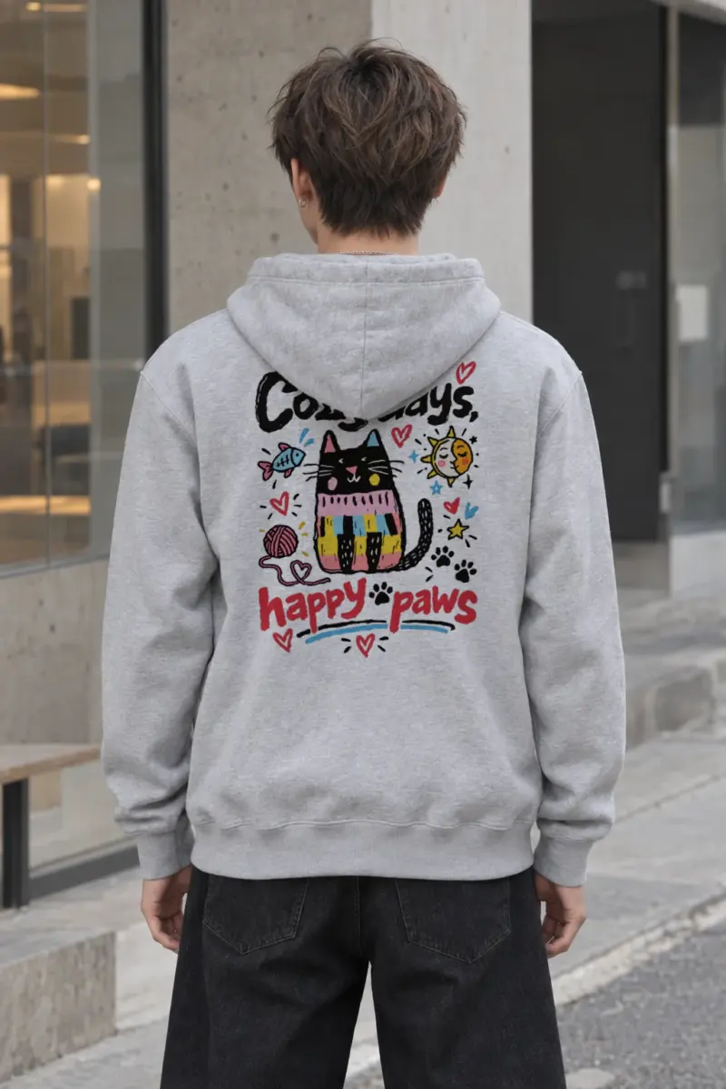 "Cozy Days Happy Paws" Heavy Blend Unisex Pullover Hoodie