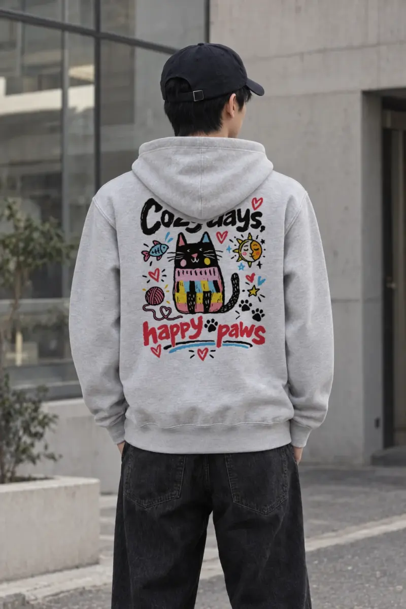 "Cozy Days Happy Paws" Heavy Blend Unisex Pullover Hoodie