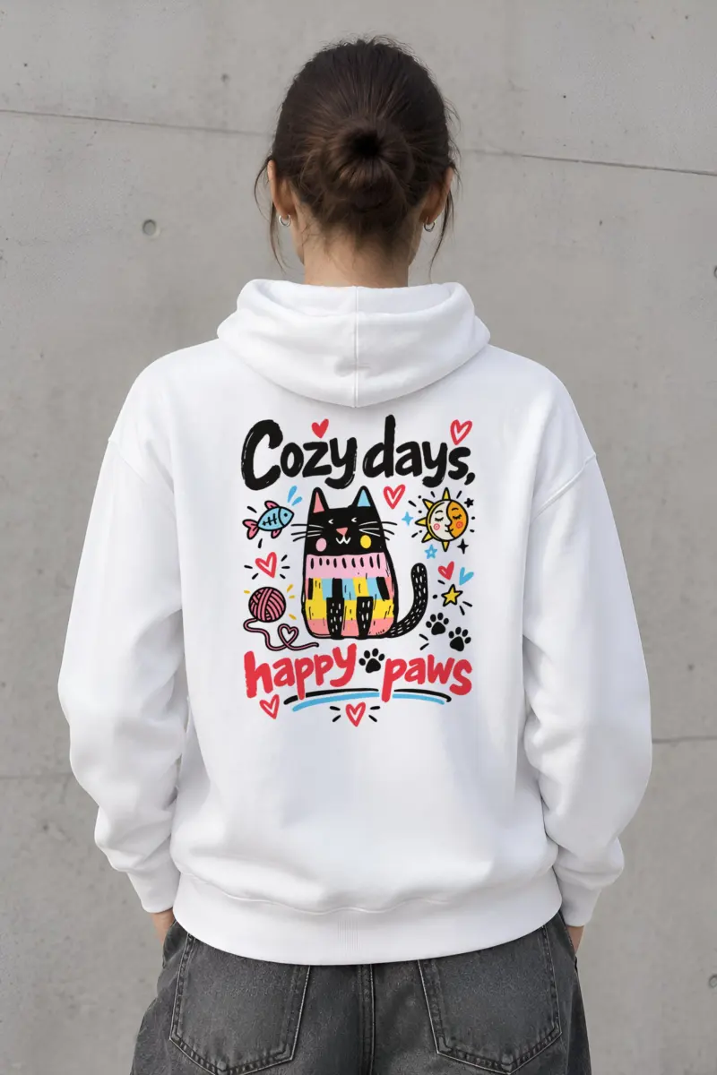 "Cozy Days Happy Paws" Heavy Blend Unisex Pullover Hoodie