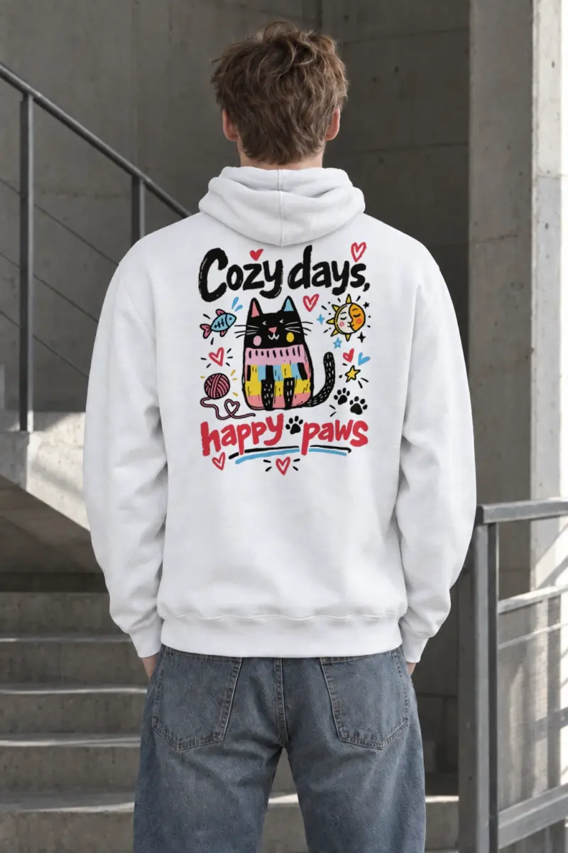 "Cozy Days Happy Paws" Heavy Blend Unisex Pullover Hoodie