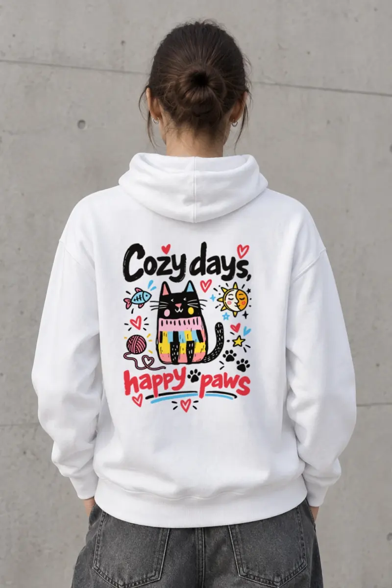 "Cozy Days Happy Paws" Heavy Blend Unisex Pullover Hoodie