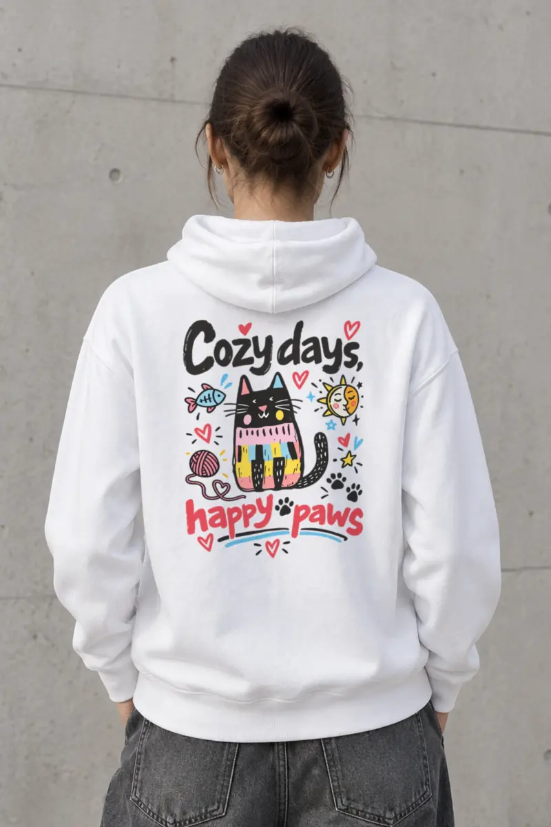 "Cozy Days Happy Paws" Heavy Blend Unisex Pullover Hoodie