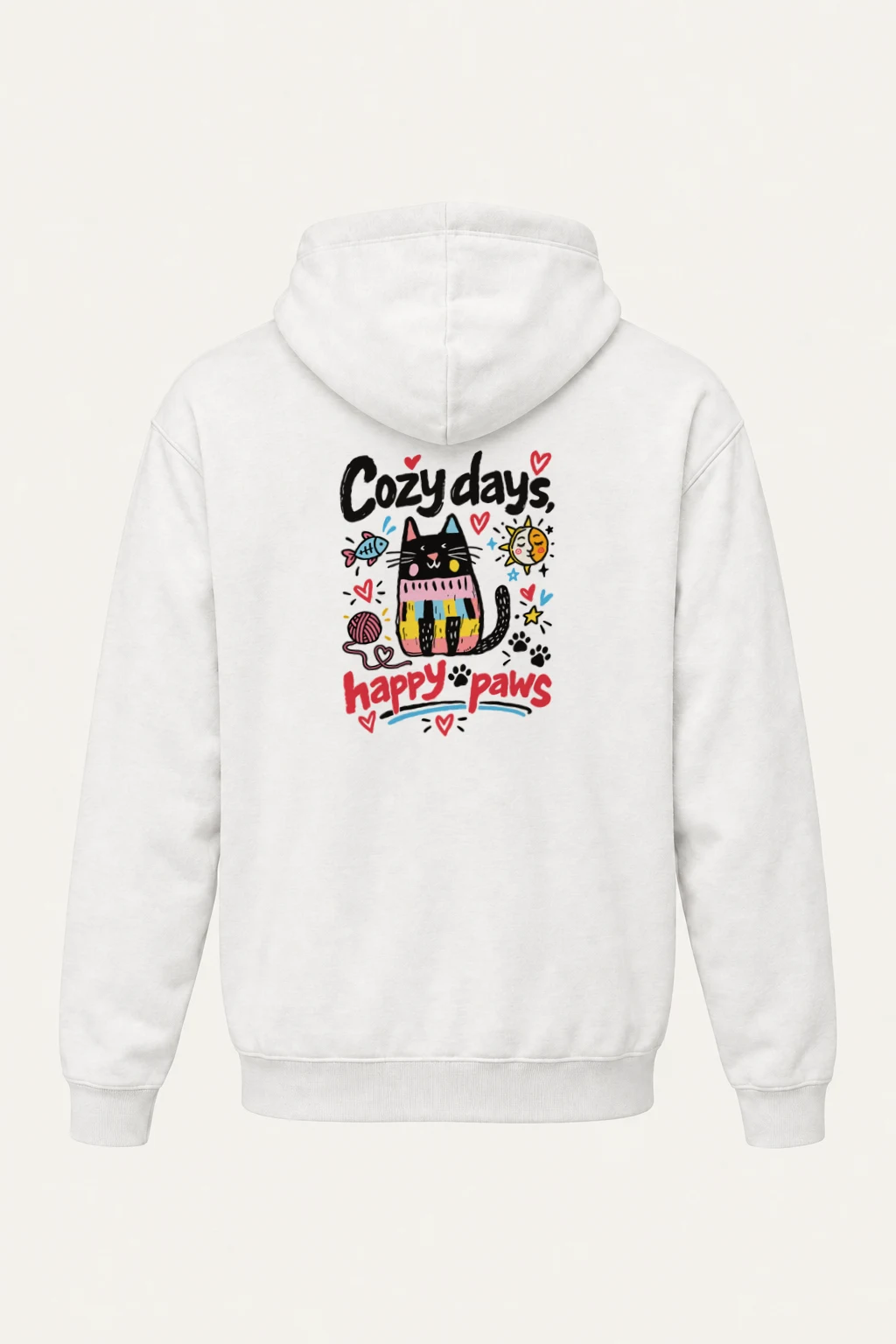 "Cozy Days Happy Paws" Heavy Blend Unisex Pullover Hoodie | Gildan 18500