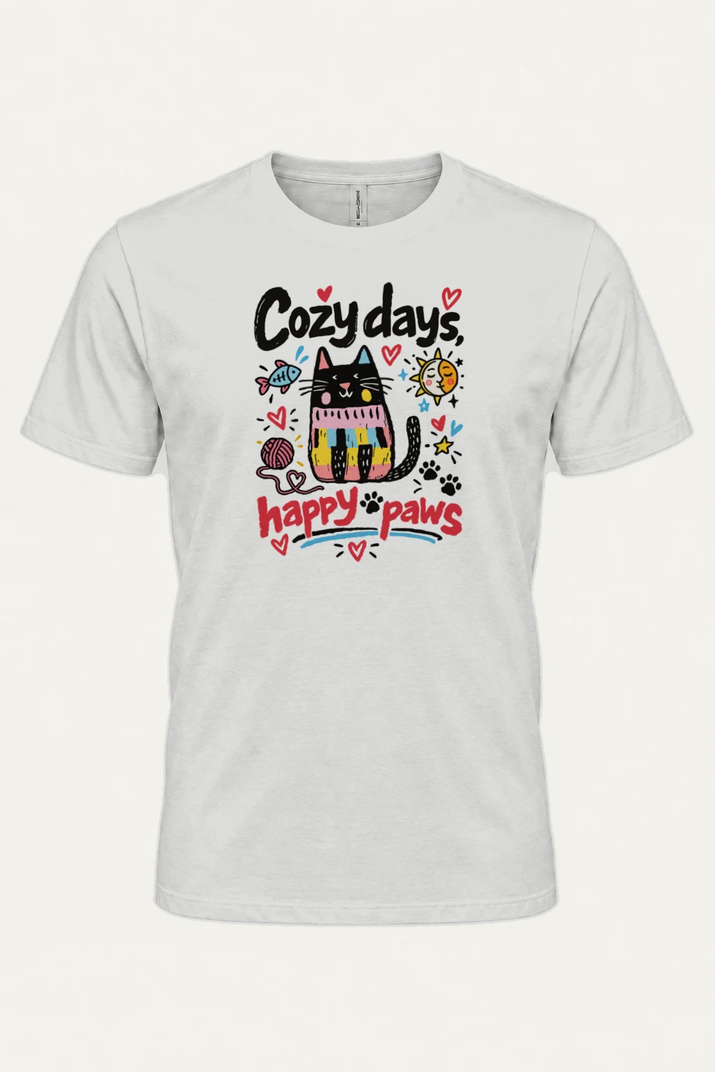 "Cozy Days Happy Paws" Heavyweight Unisex Crewneck T-shirt | Gildan 5000