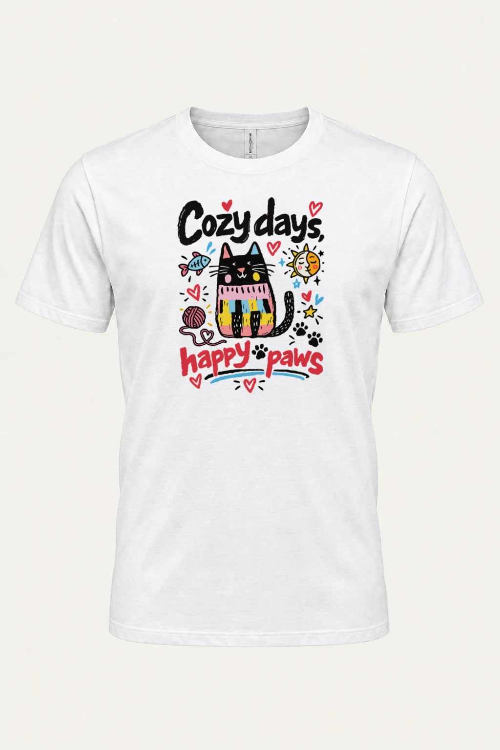 "Cozy Days Happy Paws" Heavyweight Unisex Crewneck T-shirt | Gildan 5000