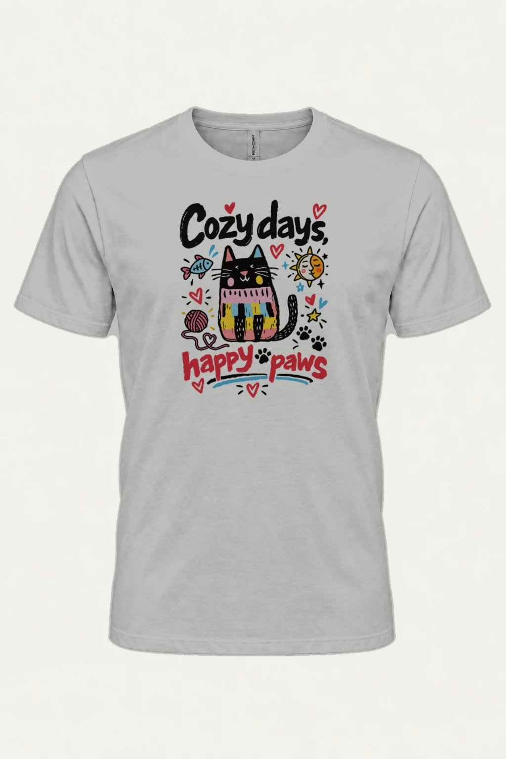 "Cozy Days Happy Paws" Heavyweight Unisex Crewneck T-shirt | Gildan 5000