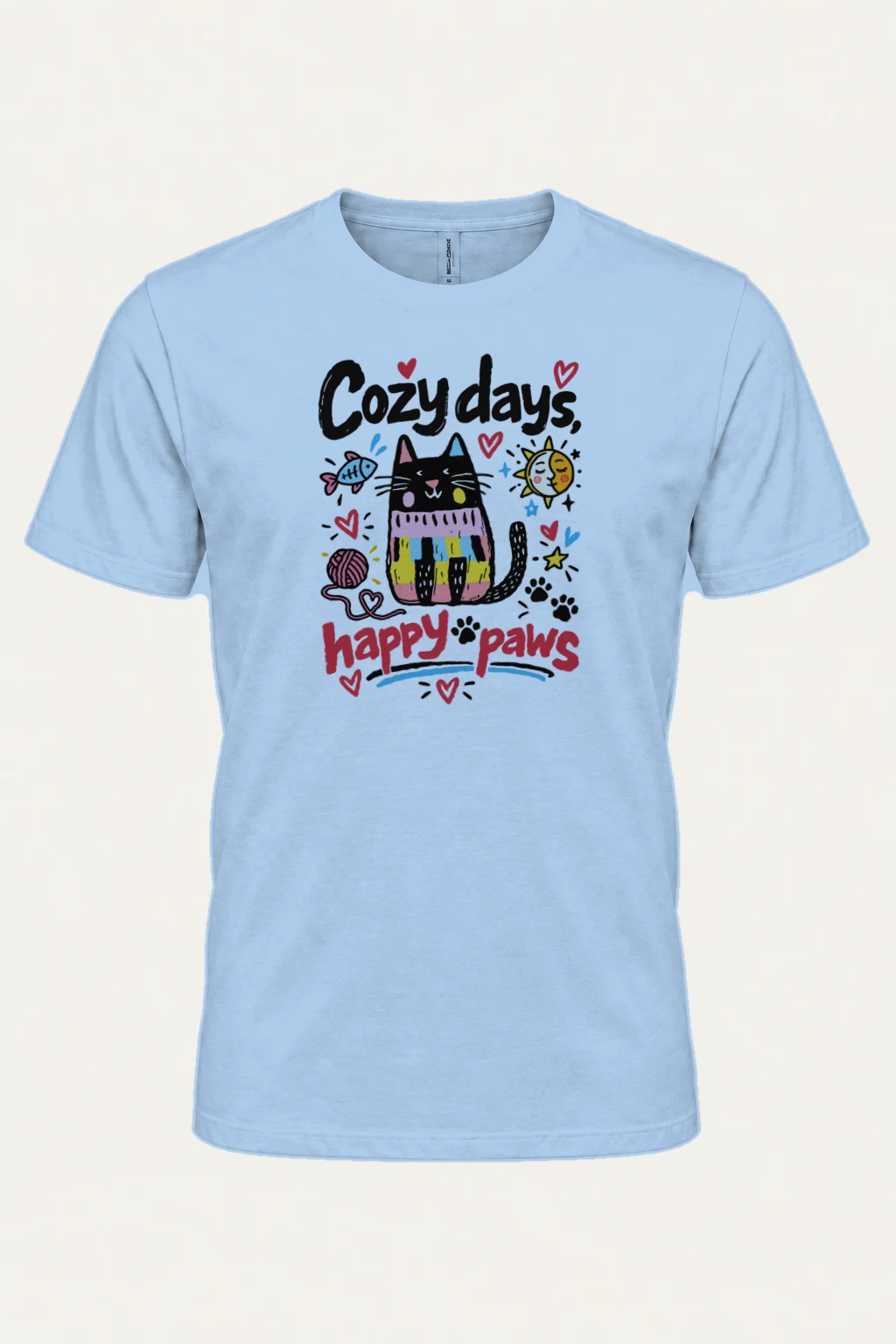 "Cozy Days Happy Paws" Heavyweight Unisex Crewneck T-shirt | Gildan 5000