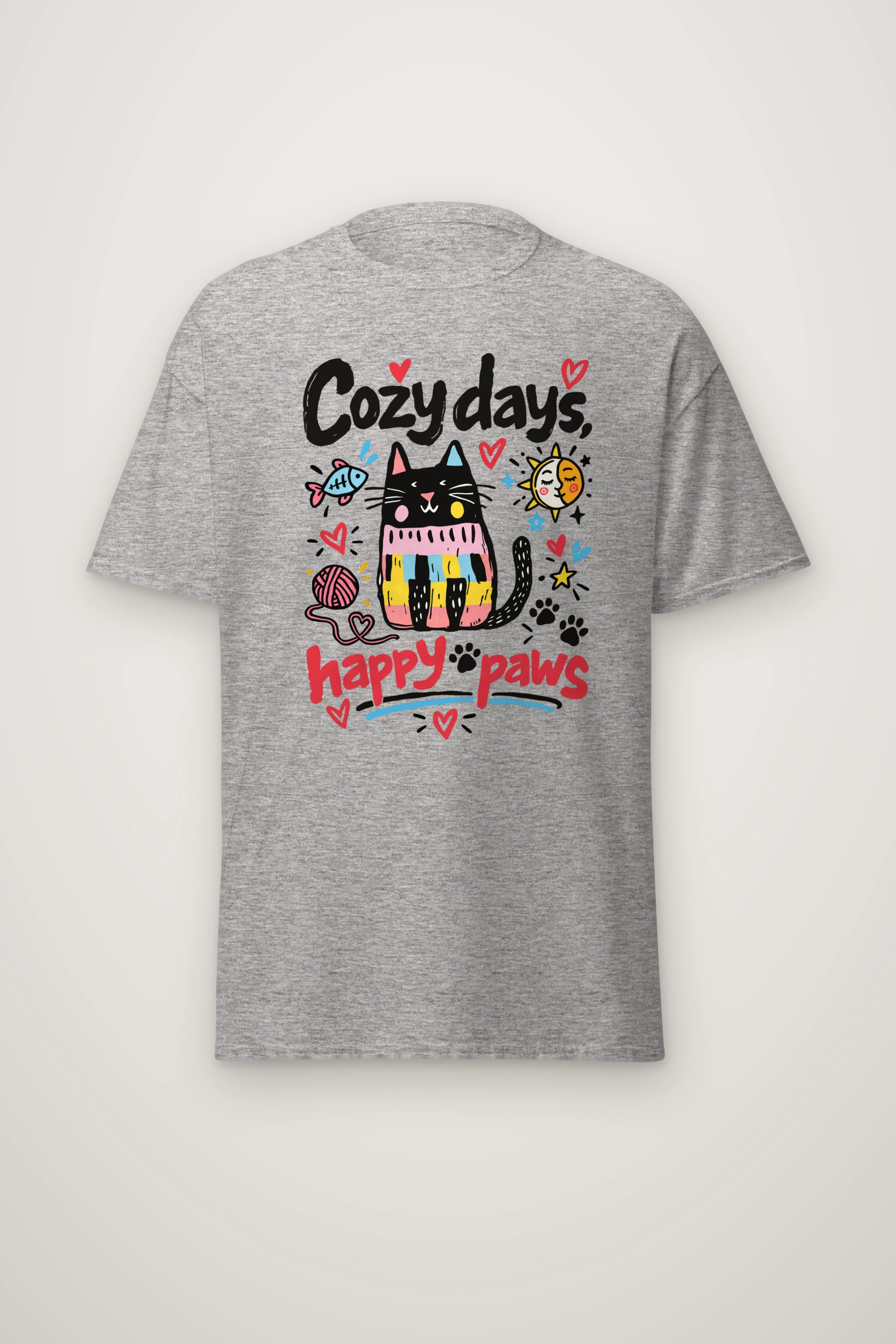 "Cozy Days Happy Paws" Heavyweight Unisex Crewneck T-shirt