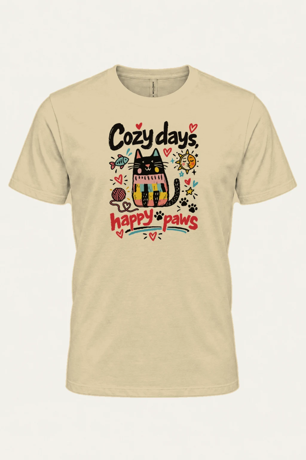 "Cozy Days Happy Paws" Heavyweight Unisex Crewneck T-shirt | Gildan 5000