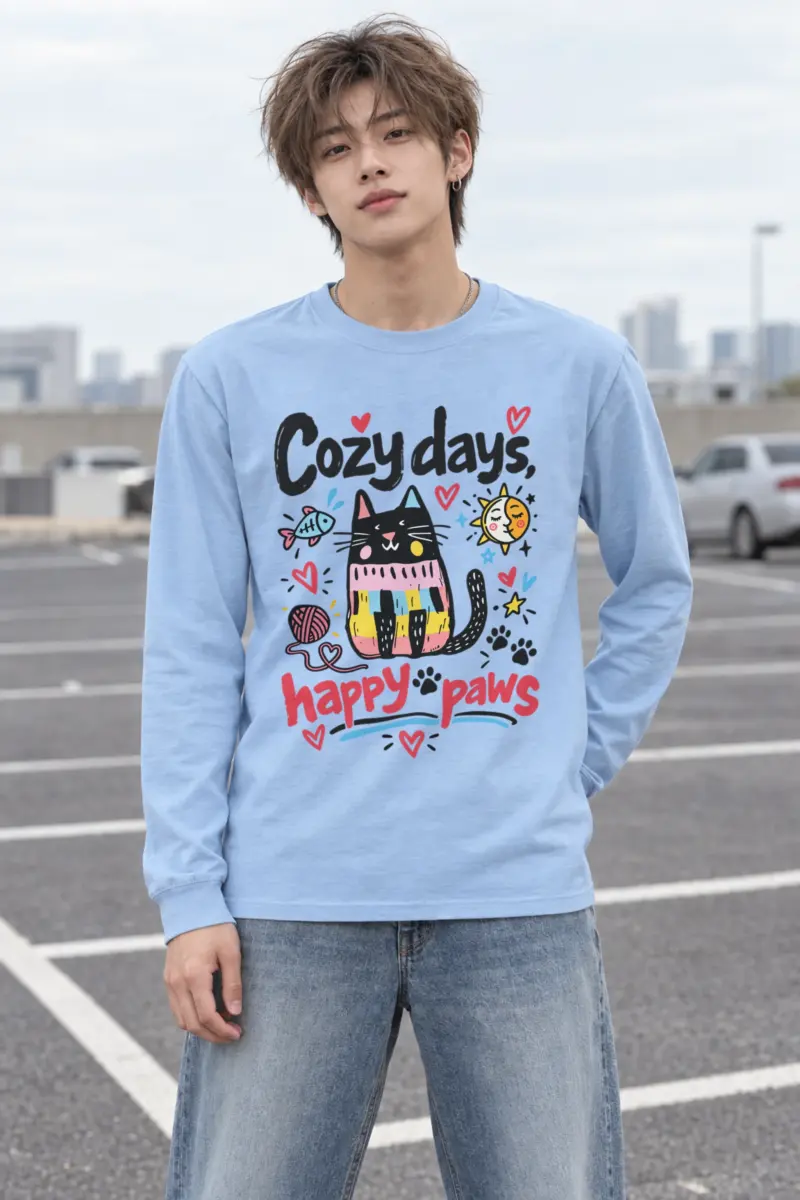 "Cozy Days Happy Paws" Unisex Longsleeve T-shirt