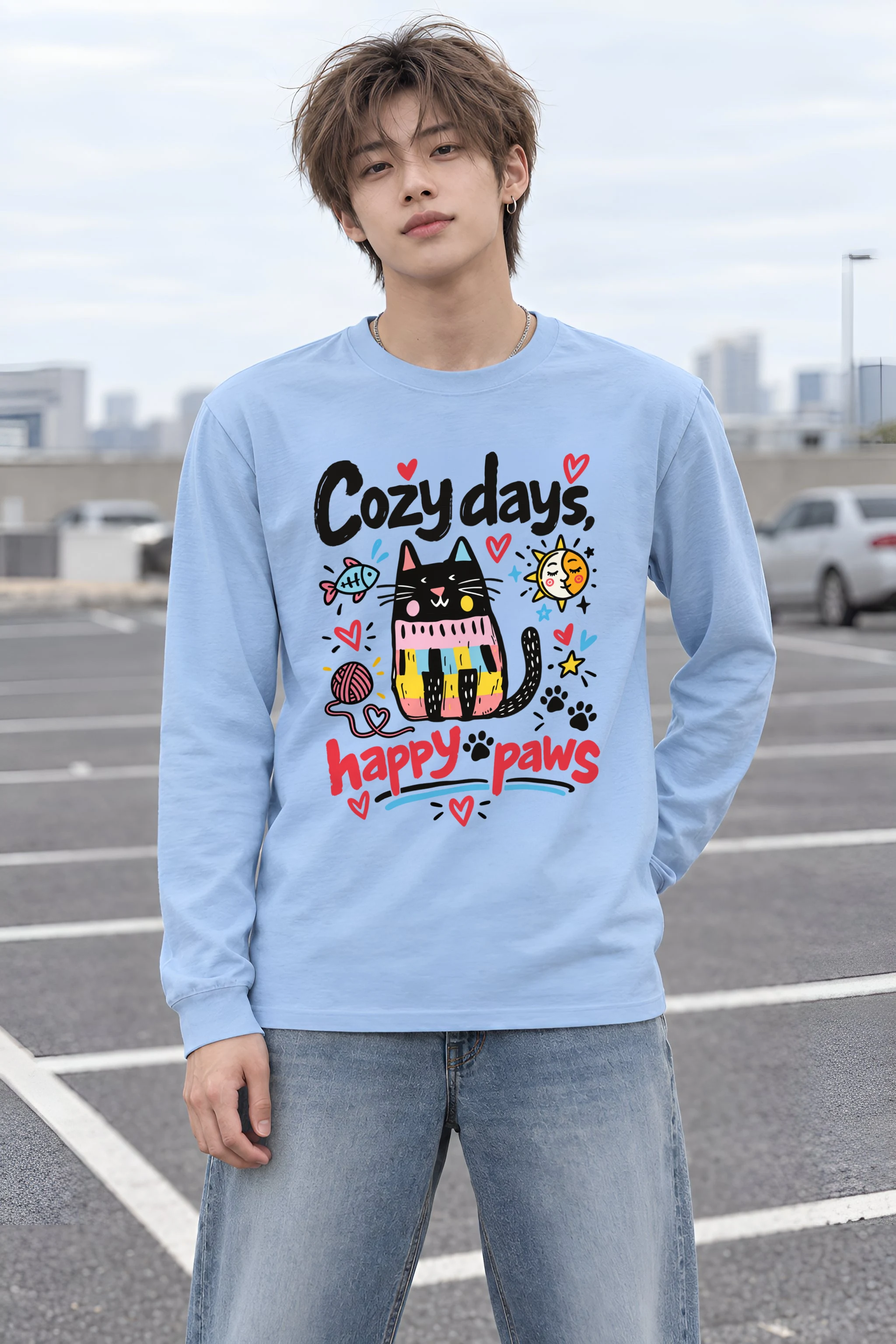 "Cozy Days Happy Paws" Unisex Longsleeve T-shirt