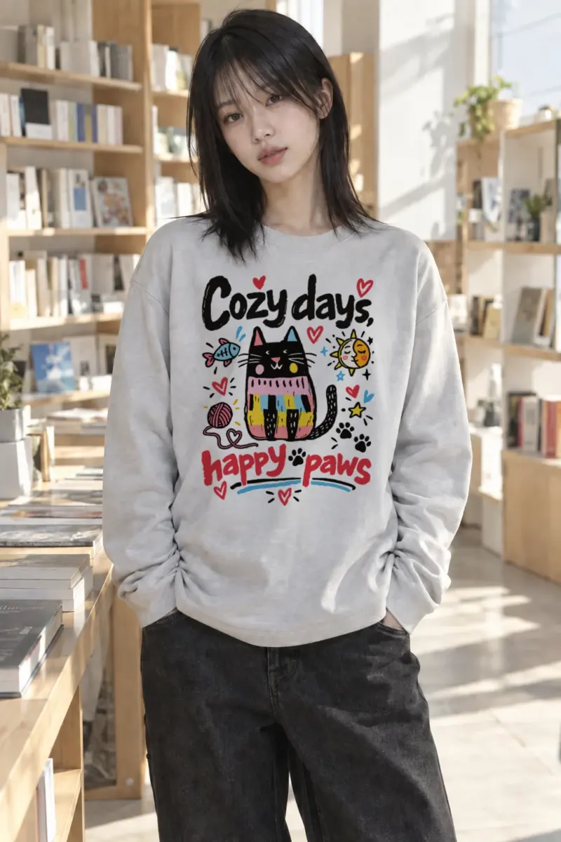 "Cozy Days Happy Paws" Unisex Longsleeve T-shirt | Gildan 2400