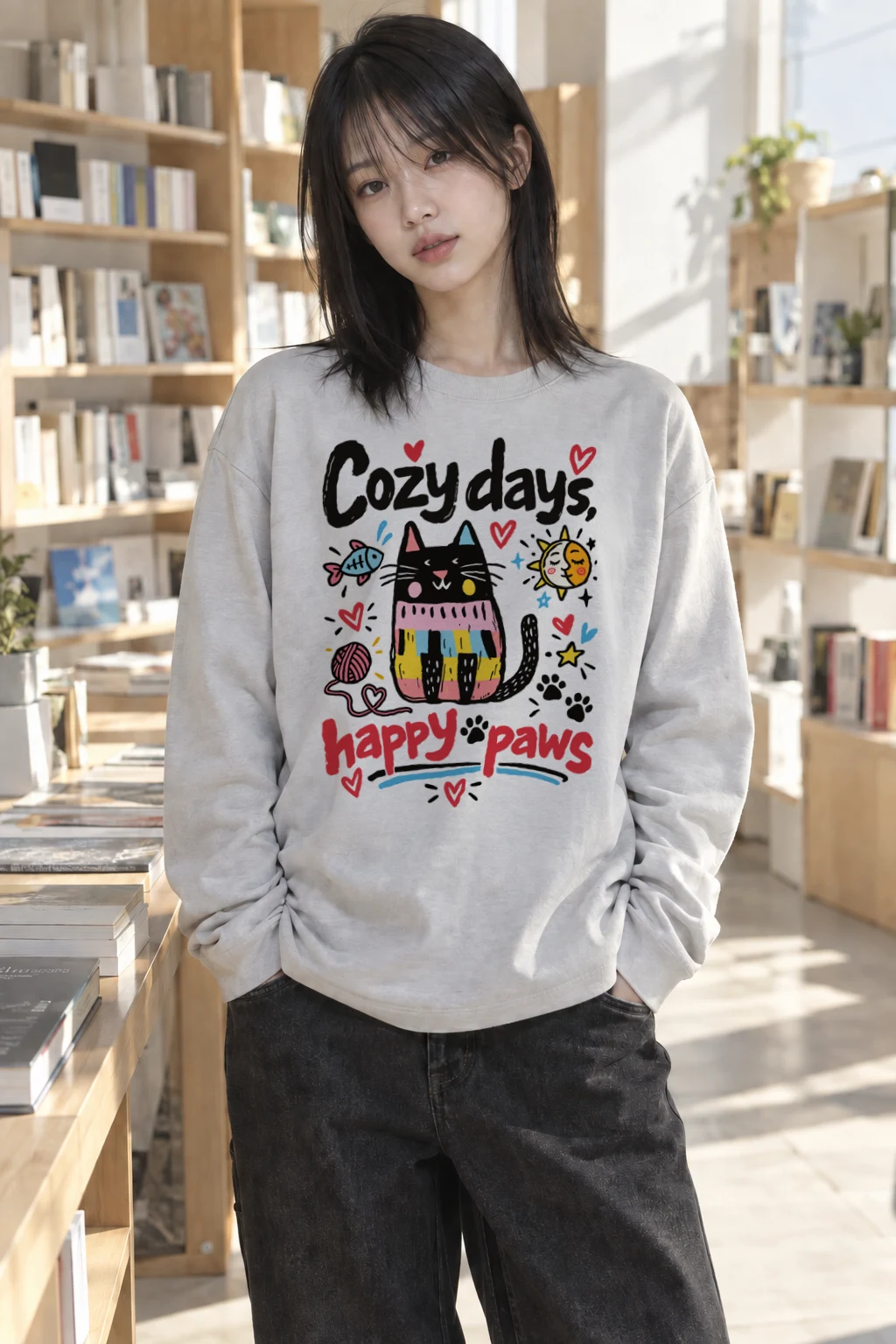 "Cozy Days Happy Paws" Unisex Longsleeve T-shirt | Gildan 2400