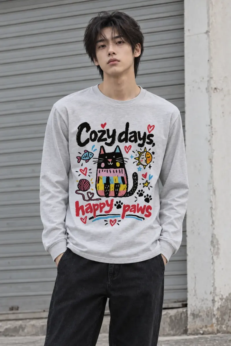 "Cozy Days Happy Paws" Unisex Longsleeve T-shirt