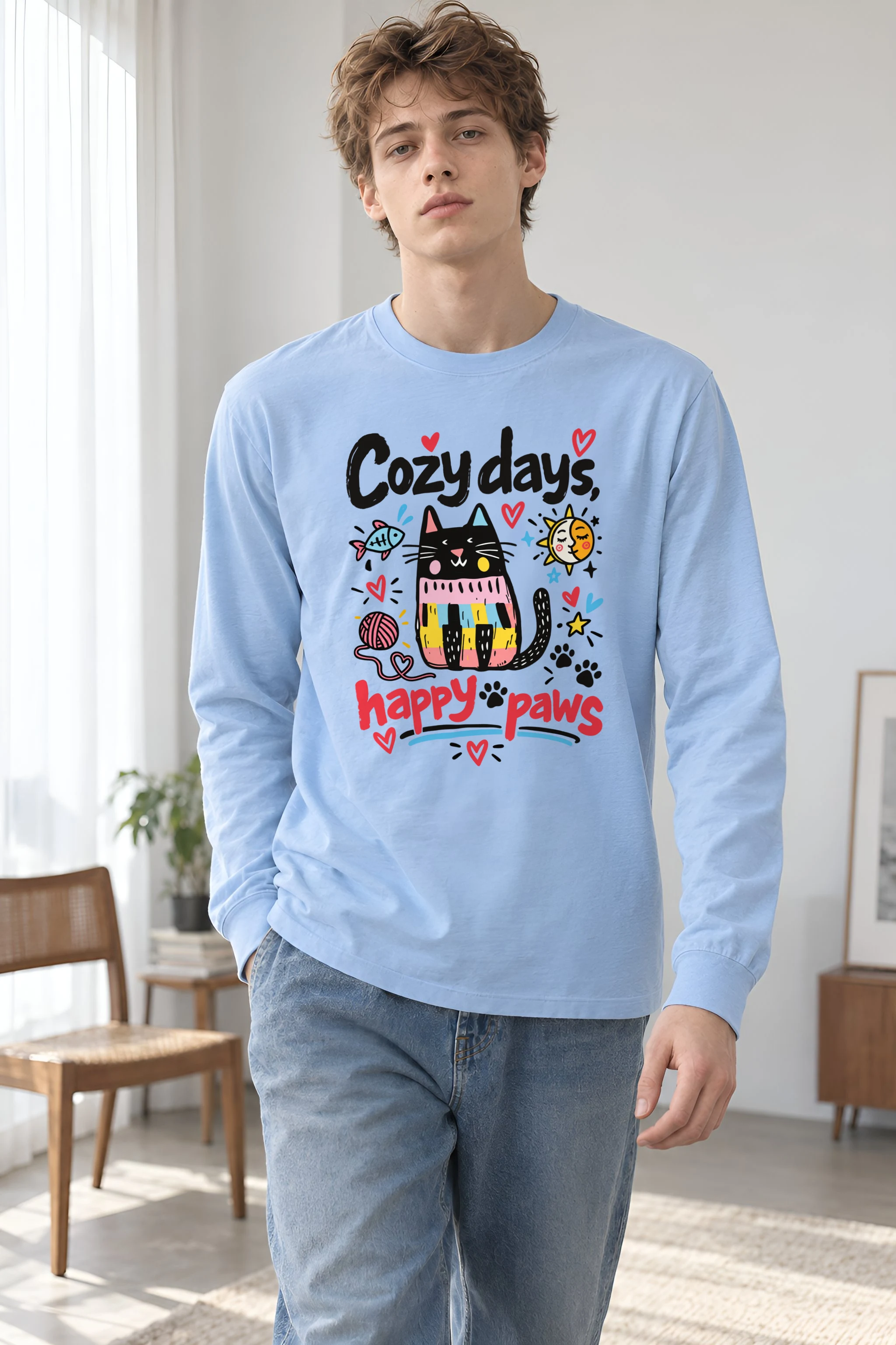 "Cozy Days Happy Paws" Unisex Longsleeve T-shirt