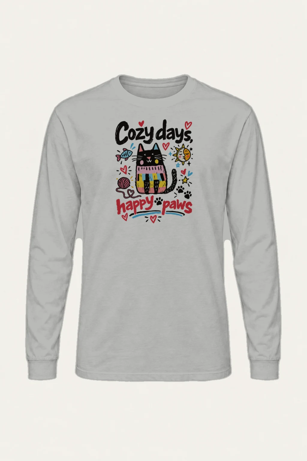 "Cozy Days Happy Paws" Unisex Longsleeve T-shirt | Gildan 2400