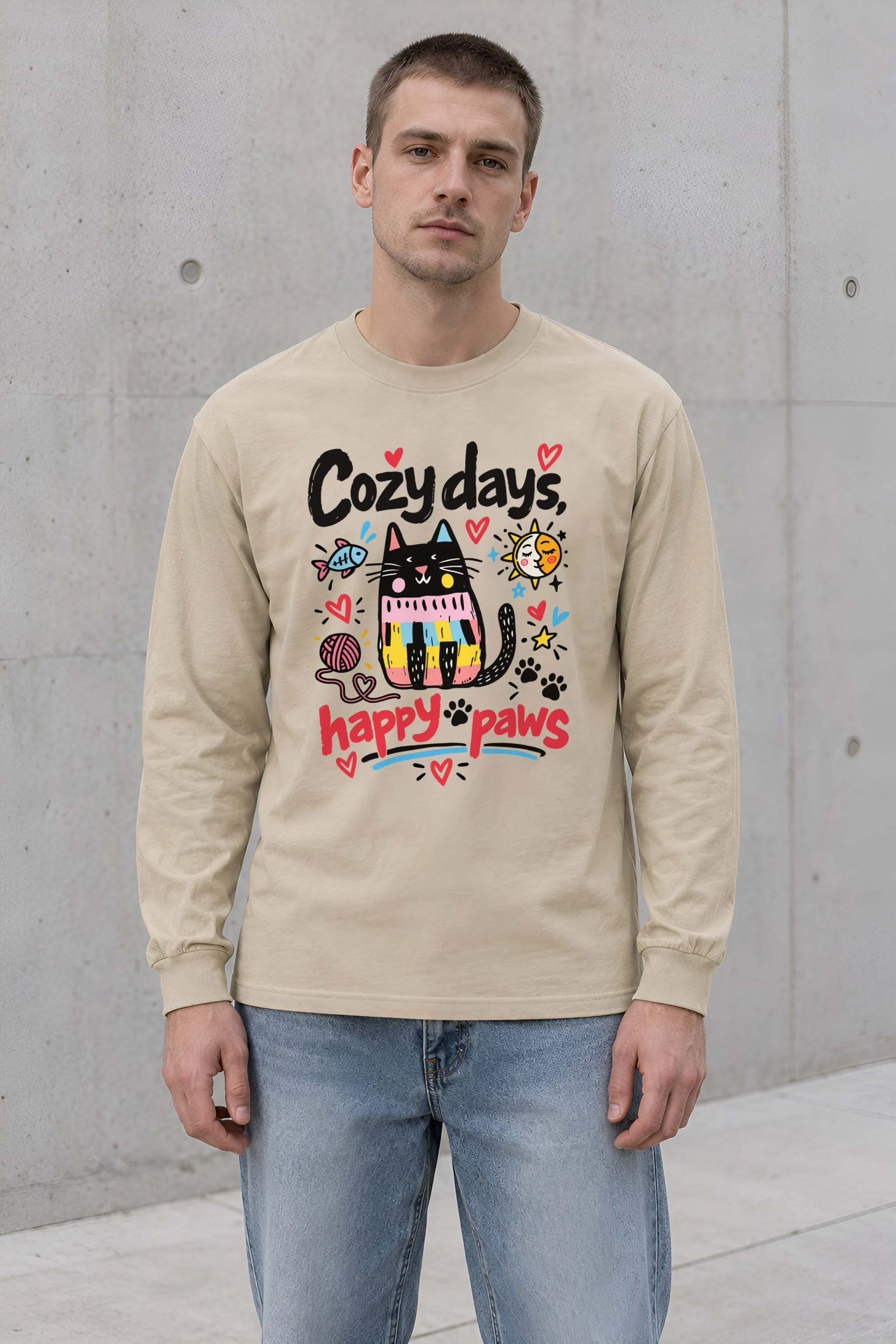 "Cozy Days Happy Paws" Unisex Longsleeve T-shirt